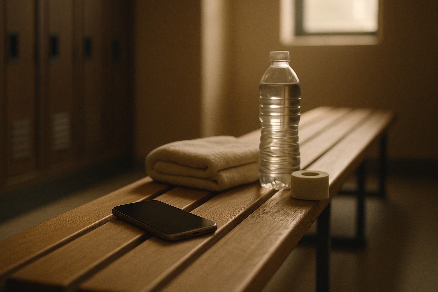 College athlete phone resting on bench showing nil deals mental health boundaries